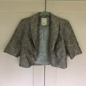 Anthropologie silver crop blazer